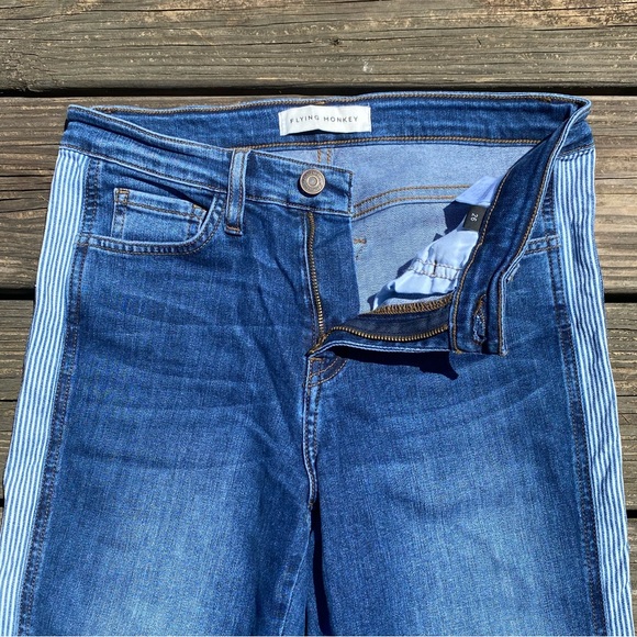 Flying Monkey blue jeans pinstripe accent stripe down leg size 26 stretch - Picture 6 of 10